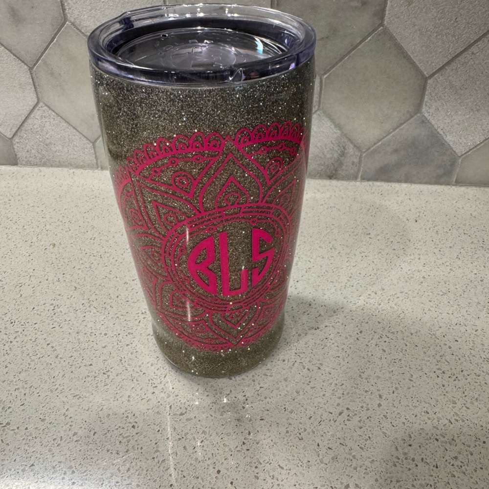 Glitter Tumbler with Pink Design